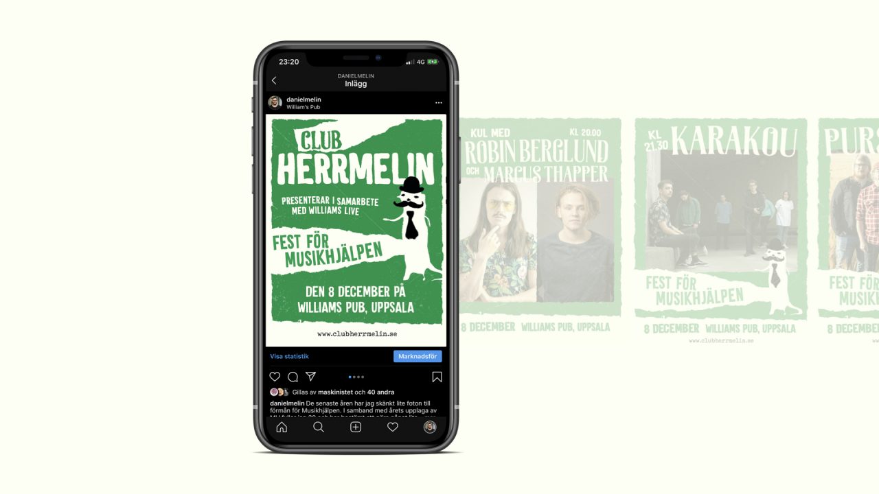 Club Herrmelin. Annons till Instagram.